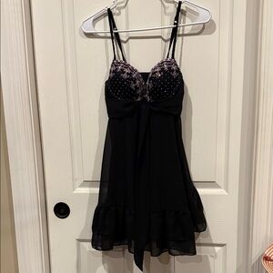 Elegant Black and Pink Lace Chemise